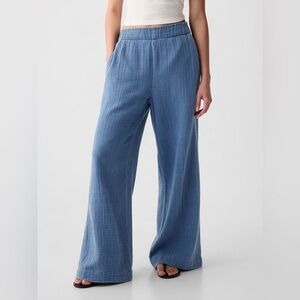 GAP High Rise Crinkle Gauze Wide-Leg Pants